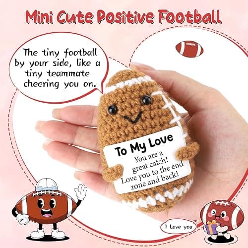 Birthday Gifts for Him Her Boyfriend Girlfriend, To My Love Christmas Handmade Emotional Crochet Football, Small Cute Anniversary Present for Him, Mini Romantic I Love You Gift for Husband Wife Couple thumbnail 5