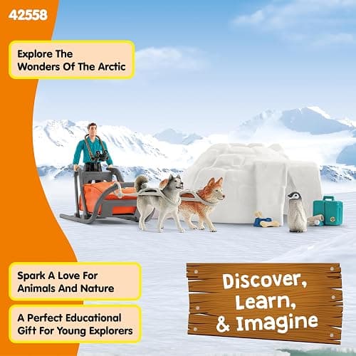 Schleich Wild Life - 19PC Antarctic Expedition Playset with Penguin, Dog Figurines, Action Figure and Accessories - Actic Animal Imaginative Play Set for Kids Ages 3+ thumbnail 7