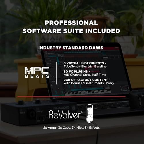 M-AUDIO M-Track Solo USB Audio Interface for Recording, Streaming and Podcasting with XLR, Line and DI Inputs, Plus a Software Suite Included thumbnail 6