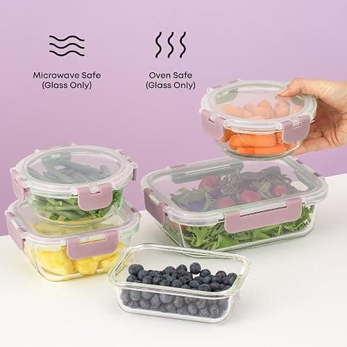 JoyJolt 24pc Borosilicate Glass Storage Containers with Lids | 12 Airtight/Freezer Safe Food Storage Containers for Pantry and Kitchen | Meal Prep Container for Lunch | Glass meal Set thumbnail 7