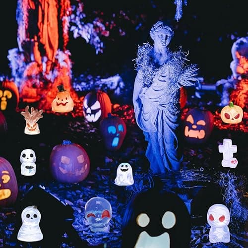 ZMRU Halloween Miniatures - 48 Types Miniature Figurines Mini Resin Animals, for Halloween Decorations, Halloween Party Favors Bag Fillers Garden Dollhouse Decor thumbnail 4