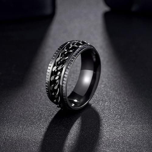 Udolfly Mens Fidget Rings Anxiety Rings for Men Womens Chain Spinner Rings for Adults Titanium Steel Rings thumbnail 5