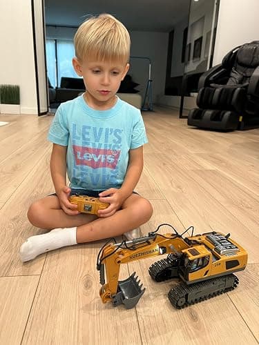 Remote Control Excavator Construction Toys for Boys, 2×1200mAh RC Construction Truck with Metal Shovel & Light, 11CH Excavator Toys for Boys 3-5 4-7 8-12 Year Old Kids Christmas Birthday Gift,120+Mins thumbnail 2