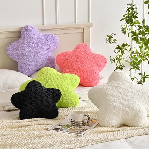 ZCNYCLAM Star Pillow, 14.9" Star Shaped Plush Pillow for Couch Bed Sofa, Cute Decorative Throw Pillows with Soft Faux Fur Room Decor for Bedroom Living Room (White) thumbnail 7
