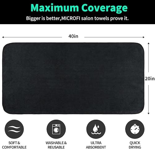 MICROFI New Microfiber Hair Drying Salon Towels, Quick Dry, Lint Free, 2 Pack (Black) thumbnail 3