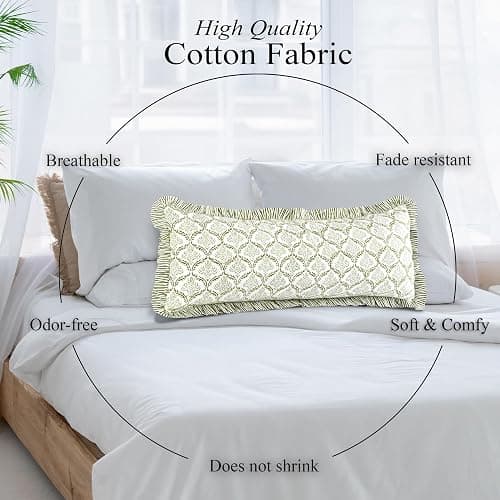 CPC Fern Regal Hand Block Print 100% Cotton Ruffle Throw Pillow Cover 14x36 inch with Hidden Zipper Decorative for Couch, Bed, Sofa, Farmhouse, Cottagecore Decor Gift Christmas Fall Thanksgiving thumbnail 6