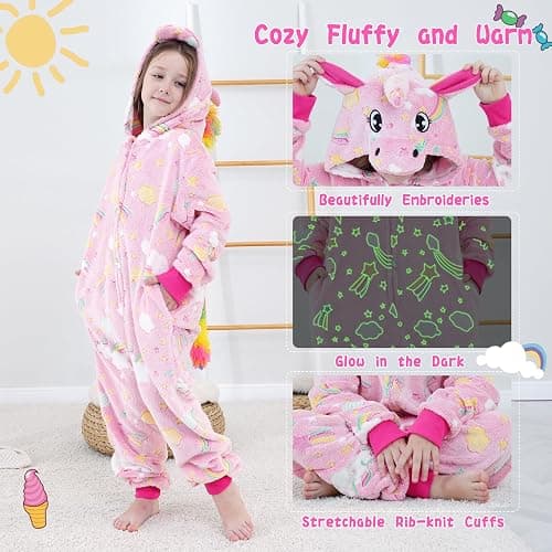 Cloele Kids Onesie Pajamas Animals Costume Glow Cosplay for Girls Boys thumbnail 3