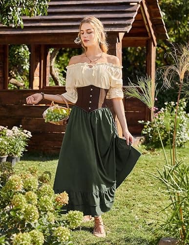 Scarlet Darkness Maxi Skirts for Women Renaissance Skirt Long Flowy Layered Medieval Skirt thumbnail 5