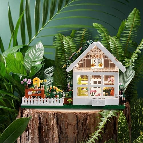 LEGPS YYDS Flower House Building Mini Set with LED, City Street View Greenhouse Building Blocks Toy, Valentine Xmas Gift for Friends or Girls 8-12 Year thumbnail 2
