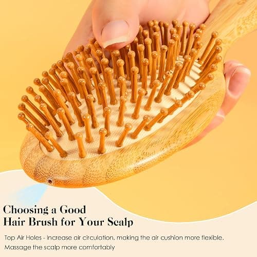 GAINWELL Bamboo Hair Brush for Hair Growth, Natural Bamboo Bristles Detangling Wooden Paddle Hairbrush for Massaging Scalp, for Women Men and Kids, for All Hair Types, with Ergonomic handle thumbnail 3