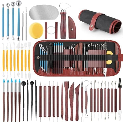 48PCS Pottery Tools Kit for Sculpting, Clay Carving Tools, Ceramic Tools for Polymer Clay, Modeling, Trimming, Molding, Shaping, Pottery Kiln, Arts Crafts Supplies, Adults, Students, Beginners, Pros - Image 1