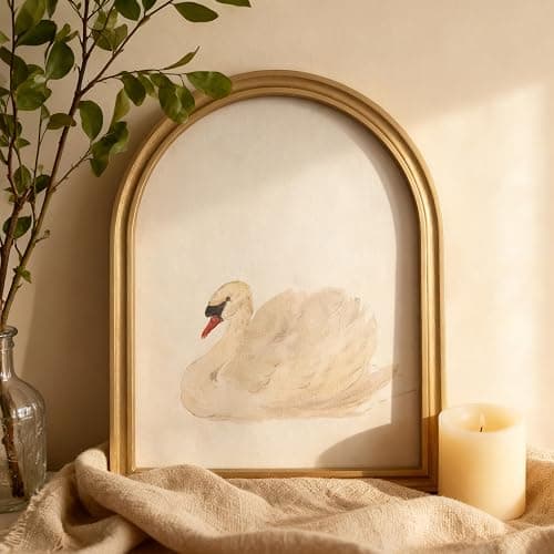 TwoDays Gold Vintage Arched Wood Framed Wall Art – Swan Canvas Picture for Home Aesthetic Wall Decor, Cottagecore Farmhouse Artwork Prints for Living Room, Bedroom (11" x 13.8") thumbnail 3