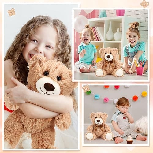 HyDren 12 Pieces Valentines Bears Stuffed Animals Soft Plush Toy Bears for Birthday Party Easter Wedding Baby Shower Christian Charity Donation Supplies(Light Brown) thumbnail 6