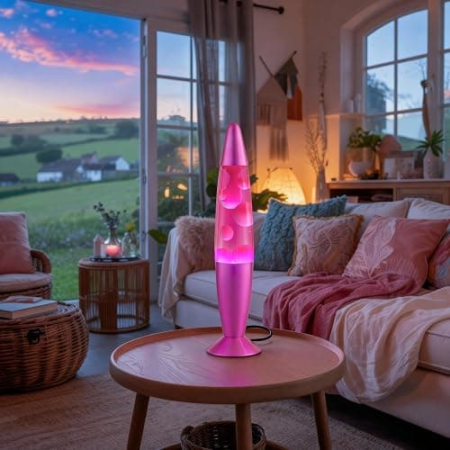 JAMBO 16" Beautiful Lamp- Pink with White/Pink Wax, Relaxing Liquid Light, Night Light Nightlight, Home Decor Living Room Office Bedroom Lamp for Adults Teens Kids, Magma Motion thumbnail 4