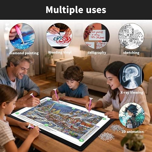 Zocelight Rechargeable A2 Light Pad 25.2" x 18.4",Magnetic Light Board for Diamond Painting,Physical Buttons,US Adapter,3 Colors,Stepless Dimming Light Box for Tracing, Light Table Sketching,Drawing thumbnail 8