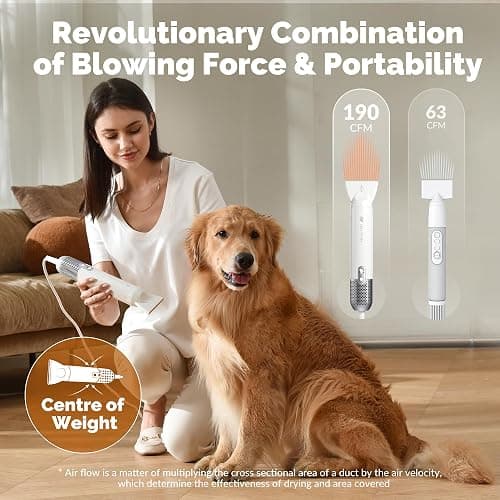 Jellyfish Handheld Dog Dryer - 1.21lb Lightweight, 2 Speeds, 4 Temp, Portable High Velocity Blow Dryer for Travel & Home thumbnail 3