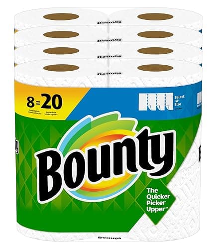 Bounty Select-A-Size Paper Towels, White, 8 Double Plus Rolls = 20 Regular Rolls - Image 1