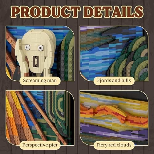 Sosuy The Scream Building Set- Wall Art Decor Building Blocks for Adults. Home Decor Room Decor Aesthetic Christmas Halloween Birthday Thanksgiving for Kids Boys Girls Men, Women and Art Lovers Gift thumbnail 5