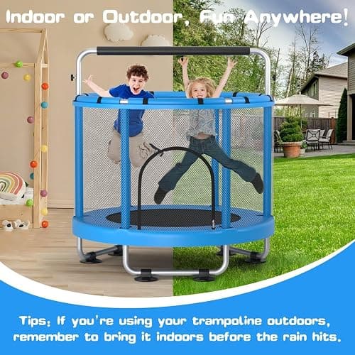 ZCMHAXJ 55" Trampoline for Kids with Enclosure, 440lbs Capacity Indoor & Outdoor Toddler Trampoline with Adjustable Gymnastics Bar & Toys, for Boys & Girls thumbnail 5
