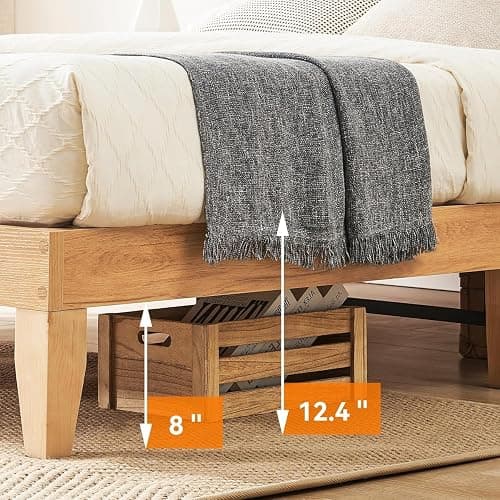 coucheta Rattan Bed Frame Queen with Natural Rattan Headboard,Queen Bed Frame with LED Lights,Rattan Queen Bed Frame with Headboard,Solid Wood Foundation with Silent Slats,No Box Spring Needed(Queen) thumbnail 2