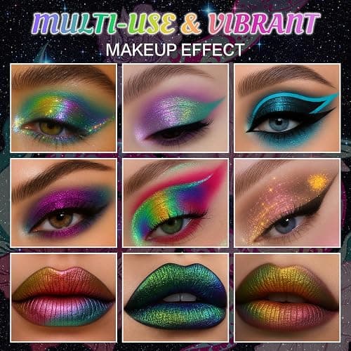 UCANBE Chameleon Multichrome Eyeshadow Palette, 10 Colors Shifting Chromatic Light-Reflecting Metallic Eye Shadow, Multi-Use Blendable Holographic Glitter Shimmer Eye Makeup Pallet (Solar Python) thumbnail 5