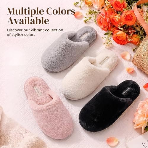 Snug Leaves Women's Fuzzy Scuff Slippers Memory Foam Non-slip House Shoes | Plush Faux Fur, Effortless Slide-on, Pillow Soft Cushion, Anti-slip TPR Sole, Multi Sizes, Diverse Shades thumbnail 5