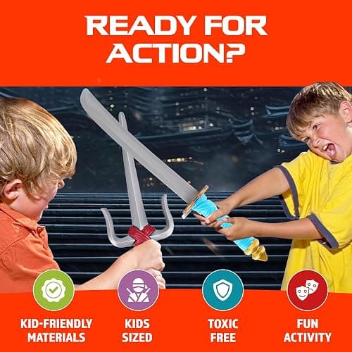 Liberty Imports Ninja Toy Weapons Kids Role Play Set with 2 Katana Swords, 2 SAIS, 4 Shuriken and Bo Staff for Children Dress Up Pretend Play Battles thumbnail 3