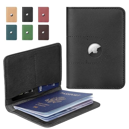 ALLIVE Passport Holder for Travel, Genuine Leather Passport Holder with Airtag Women Men,Travel Must Haves Airport Essentials, Passport Cover Travel Gifts Black - Image 1