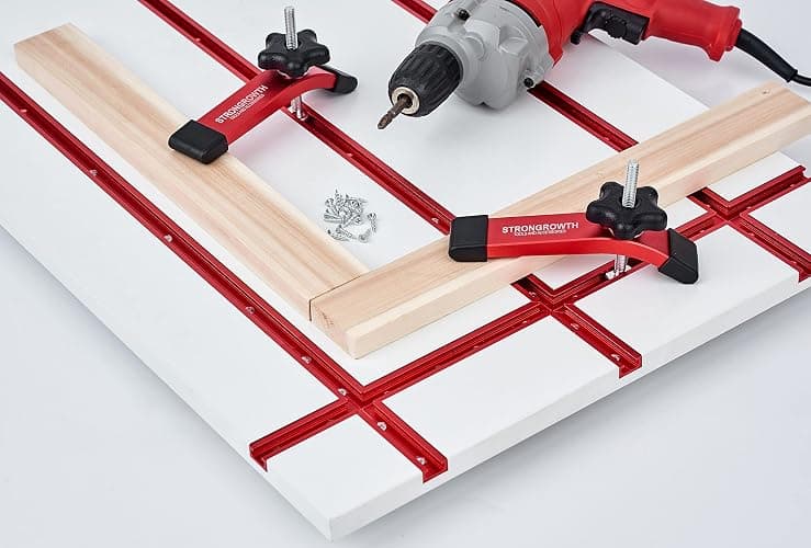STRONGROWTH T track Hold Down Clamps - Double Cut Profile Universal T-Track Clamps, 6-3/8"L x 1-1/4"W -Woodworking and t slot clamp - Fine Sandblast Anodized - Red Color-2PK thumbnail 7