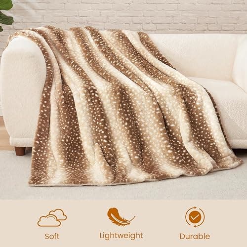 Cozy Bliss Luxury Faux Fur Throw Blanket Animal Striped Print, Non Shedding Double Sided Sherpa Blankets Super Soft Fluffy Thick Warm Throws Home Decor for Couch Bed Sofa Women (Brown, 50x60 Inches) thumbnail 6