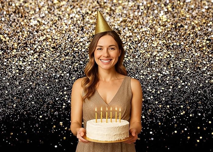 LTLYH 7x5ft Black and Gold Glitter Backdrop Happy New Year Eve Banner Decorations 2026 Gold Glitter Effect Backdrop for Birthday Party, New Year, Wedding, Glam Photo Booth Decoration 129 thumbnail 4