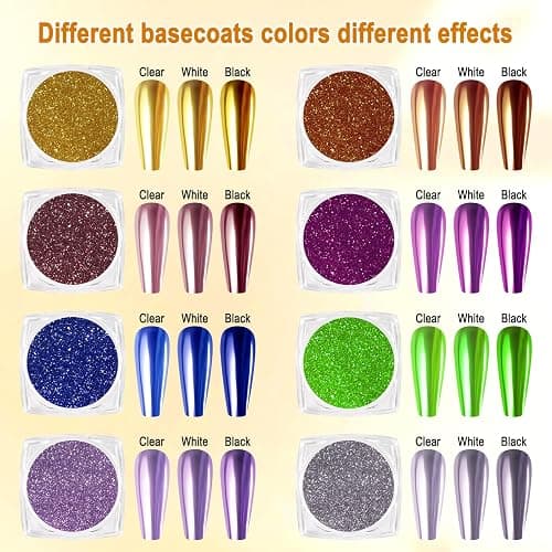 SIUSIO 16 Jars Chrome Nail Powder Nail Art Glitter Decoration Metallic Mirror Effect Holographic Aurora Chameleon Pigment Powder Kit 0.35g/Jar Pearl for Resin Craft & Nail Art thumbnail 5