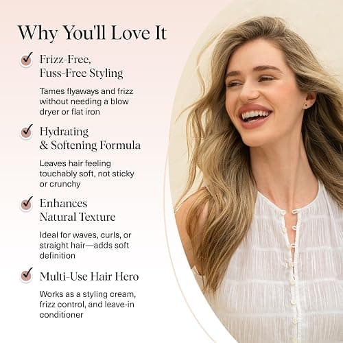 Kitsch Smoothing Air Dry Cream for Hair – Frizz Control Hair Care Product with Castor Oil & Coconut Oil – Weightless Styling Cream - Enhances Natural Texture Appearance | Ideal Gifts for Women – 5 oz thumbnail 3