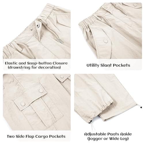 Rolanko Parachute Pants for Girls Y2K Cargo Trousers with Pockets Harajuku Jogger Pants Kids 4-14 Years thumbnail 5