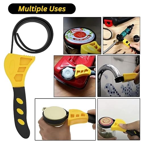 SavvyFIX 2-Pack Adjustable Rubber Strap Wrench Set – 25.20" & 20.48" Heavy-Duty Strap Wrench for Oil Filter, Jar Opener, Water Filter, Plumbing, Sink, Faucet – Non-Slip Multipurpose Wrench Tool thumbnail 3