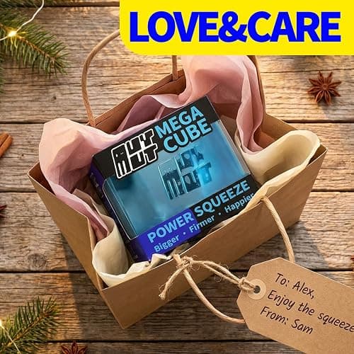 Premium MEGA Cube – Oversized Heavy-Duty Squishy Fidget Toy for Big Hands & Adults, Ultra-Firm Gel for Stress Relief & Sensory Focus, Lab & CPC/ASTM Certified (Blue) thumbnail 5