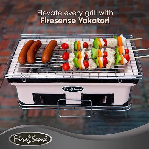 Fire Sense 60450 Yakatori Internal Grates Charcoal Chrome Cooking Grill Japanese Table BBQ Handmade Using Clay Adjustable Ventilation For Outdoor Barbecues Camping Traveling - Large - Tan thumbnail 8