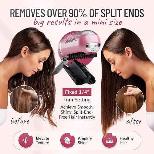 Split Ender Mini – Original Cordless Split End Hair Trimmer for Dry, Damaged, Brittle, Curly, Frizzy, or Straight Hair – Battery Operated Home Styling Tool for Split Ends (Battery-Powered, Light Pink) thumbnail 6