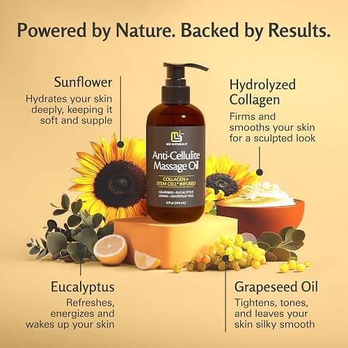 Firming Body Massage Oil with Collagen & Stem Cell – Helps Smooth The Appearance of Cellulite & Improve Skin Texture – Refreshing Aromatherapy Body Oil for Legs & Full Body – 8 Fl Oz by M3 Naturals thumbnail 4