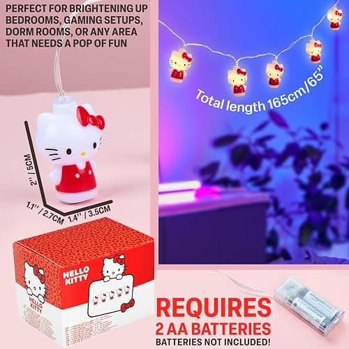 Hello Kitty Sanrio LED Lights for Bedroom String Fairy Lights for Girls Teens Kawaii Room Decor Indoor Anime Dorm Accessories Gifts for Her thumbnail 3