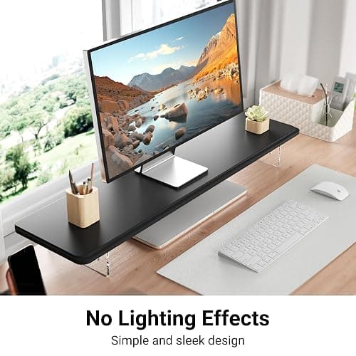 AFOOYO Monitor Stand Riser,31.5-Inch LED Light Wood Computer Monitor Stand with Adjustable Acrylic Legs,Desk Accessories Desktop Organizer Stand for, Computer,Laptop,Printer,PC TV Screen Riser,Black thumbnail 2