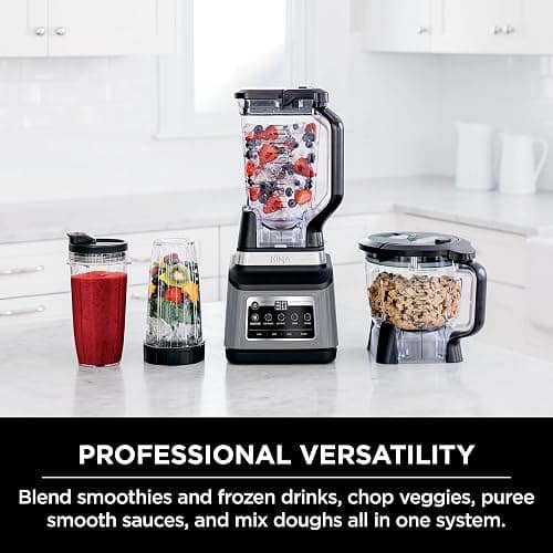 Ninja BN801 Professional Plus Kitchen System, 1400 WP, 5 Functions for Smoothies, Chopping, Dough & More with Auto IQ, 72-oz.* Blender Pitcher, 64-oz. Processor Bowl, (2) 24-oz. To-Go Cups, Grey thumbnail 3