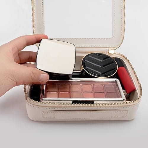 Aveniee Clear Makeup Bag Organizer, Travel Toiletry Bag Cosmetic Case for Women, Portable Make Up Skincare Pouch Car Organizer Bag with Zippers for Essentials,White thumbnail 5