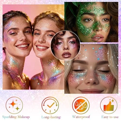YBUETE Rainbow Face and Body Glitter Stick for Sparkling Makeup, Hair Glitter Accessories for Women, Highlighting Stick for Fairy Dust Makeup, Cheerful Face Glitter for Festive Parties and Carnivals thumbnail 3