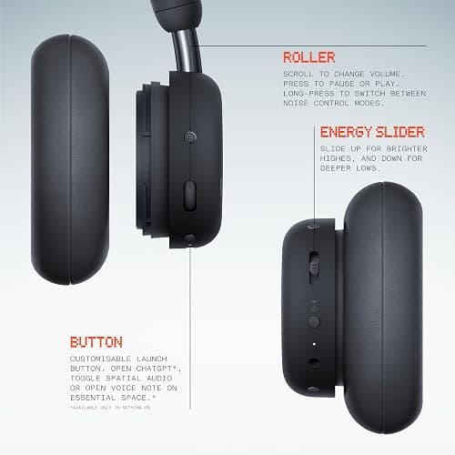CMF by Nothing Headphone Pro Active Noise Canceling Wireless Headphones Bluetooth 5.4 Over The Ear Headset, 50H ANC Playtime, Bass&Treble Slider, Custom EQ&Spatial Audio, Hi-Res LDAC, Dark Grey thumbnail 4