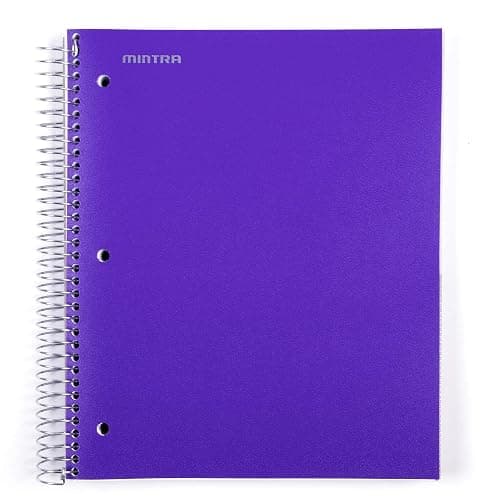 Mintra Office Durable Spiral Notebooks, 5 Subject (Purple, College Ruled 1pk) - Image 1