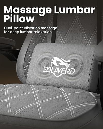 Precision Synergie Fabric Gaming Chair with Massage Function, Silver Grey | Ergonomic Computer Chair with Footrest, Headrest and Lumbar Support, Comfy PC Gamer Chairs for Adults thumbnail 6