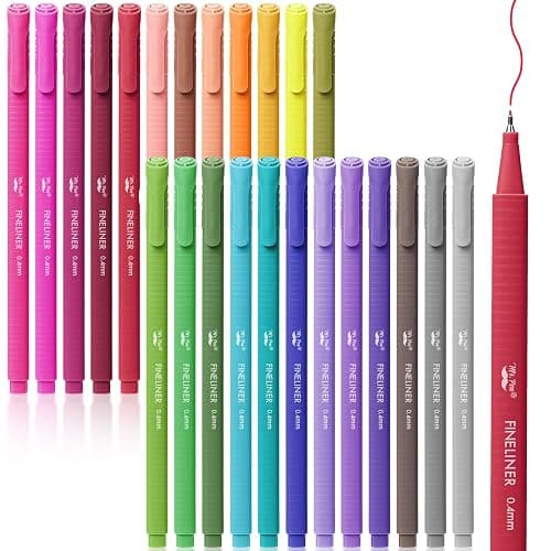Mr. Pen- Colored Fineliner Pens, 24 Pack, 0.4mm Tip | Ergonomic Triangular Barrels, Smooth Writing Pens for Journaling, Note-Taking, Coloring, Sketching, Planning & Art Projects - Image 1