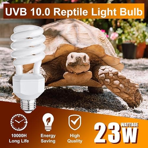 Jugbuy UVB Reptile Light Bulb 10.0, 23W UV Spiral Compact Florescent Terrarium Lamp Ideal for Desert Reptiles Bearded Dragons Lizard Tortoise Iguanas Chameleons Snake - 2 Pack thumbnail 5