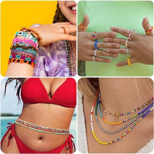 3mm Seed Beads, 39 Colors Glass Seed Beads for Jewelry Making, 9600pcs 5 Types Small Beads for Bracelets, Friendship Bracelet Beads for Girls Adults thumbnail 2